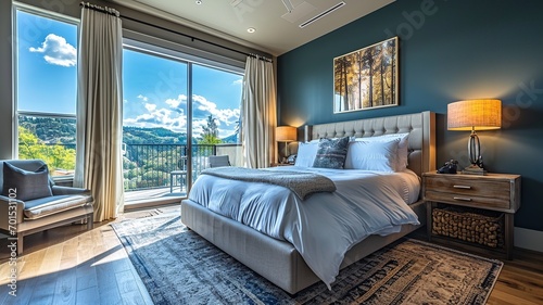 Luxurious Retreat: Spacious Master Bedroom with Breathtaking View
