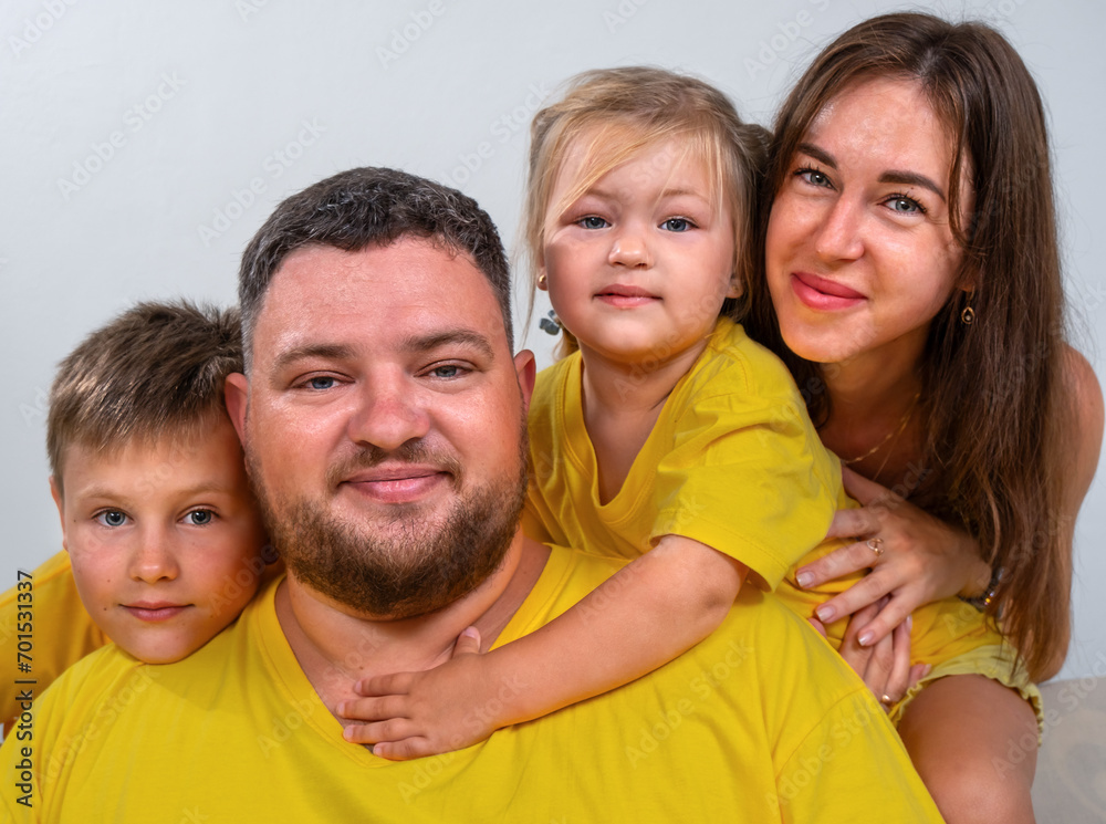 Portrait of a happy family together close-up Portrait of a happy family together close-up