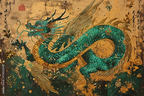 Majestic Golden Dragon in Mythical Waters