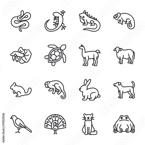 Fototapeta Naklejka Na Ścianę i Meble -  Set of animal icon for web app simple line design