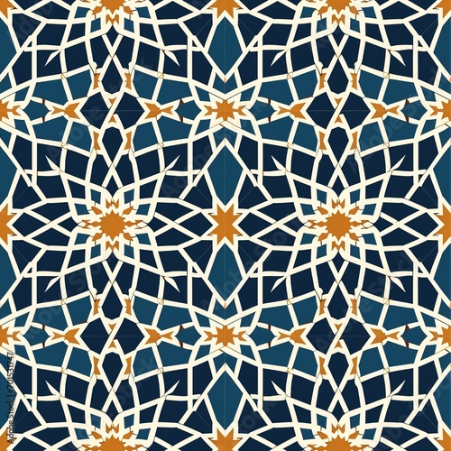 Italian tile pattern colorful seamless with vintage ornaments. Portuguese azulejos, mexican talavera, italy sicily majolica motifs. Tiled texture for ceramic kitchen wall or bathroom mosaic floor.  photo