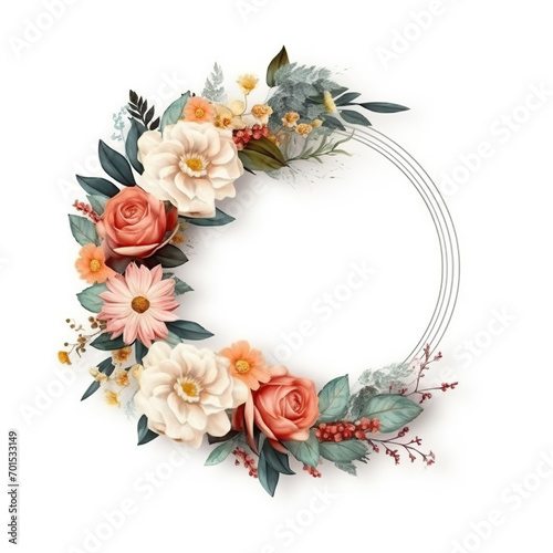 floral frame isolated on white background