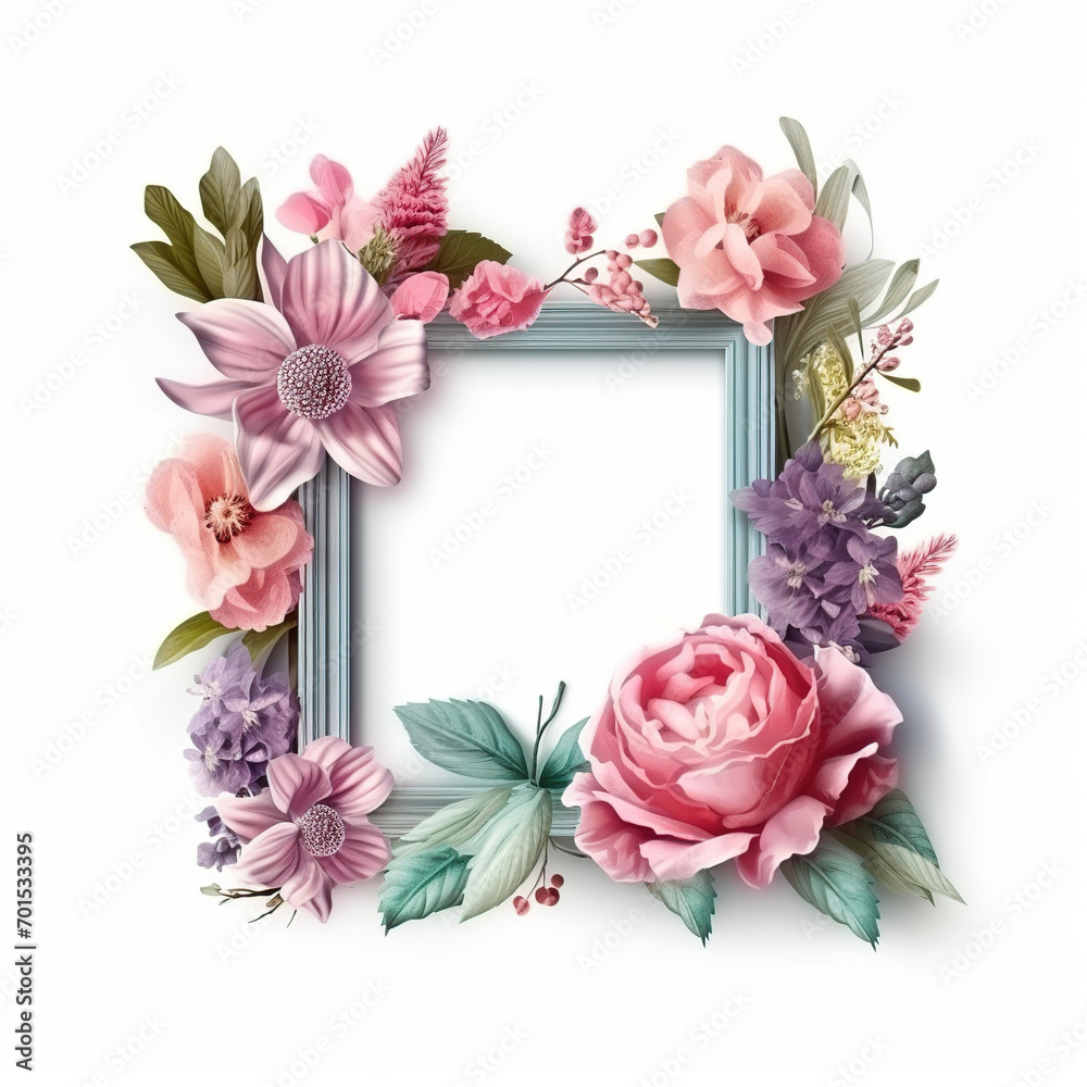 floral frame isolated on white background