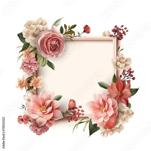 floral frame isolated on white background