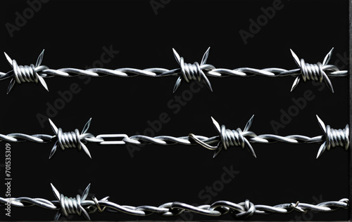barbed wire on a black background