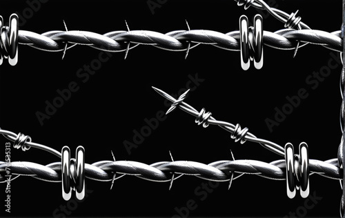 barbed wire on a black background
