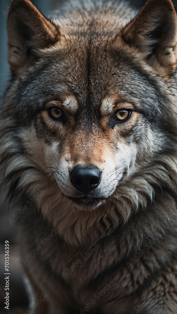 Fototapeta premium Majestic Wolf Portrait Generative AI