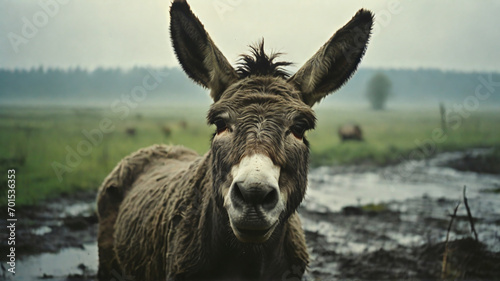 Curious Donkey in the Pasture Generative AI
