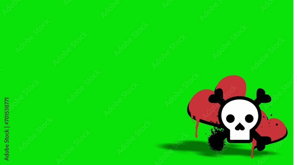 cartoon skull red heart tattoo sticker background illustartion banner cartoon skull red heart tattoo sticker background illustartion banner