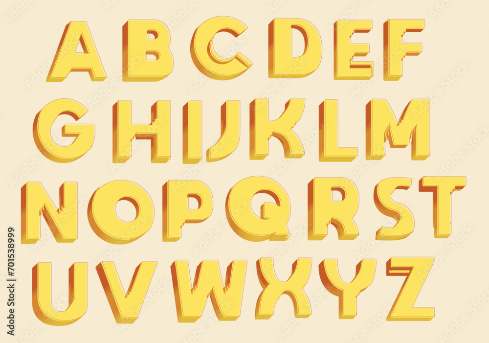 Abstract alphabet lettes font, Yellow letters 