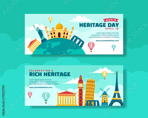 Heritage Day Horizontal Banner Flat Cartoon Hand Drawn Templates Background Illustration