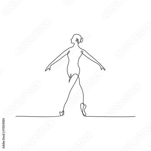 One Single Line Sexy Woman Ballerina