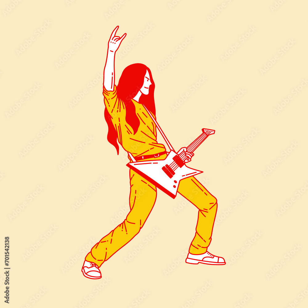 Simple cartoon illustration of a man playing guitar 5