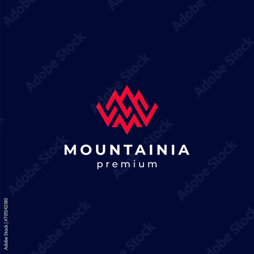 abstract letter M with mountain for technology, internet, finance and business or media logo design