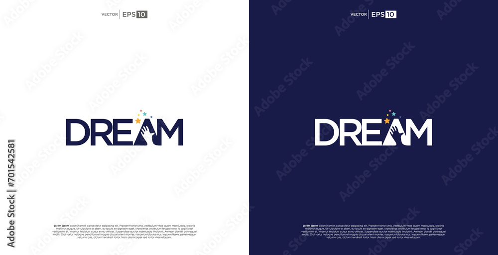 simple dream wordmark logo negative space Reaching Star fun design template