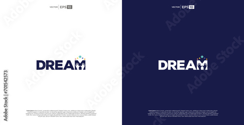 simple dream wordmark logo negative space Reaching Star fun design template