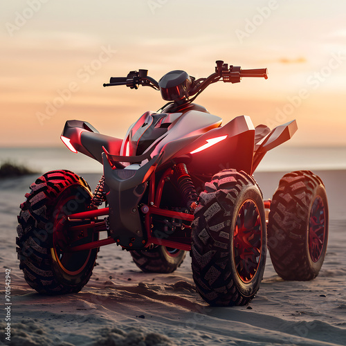 Embracing the Horizon: An Electric Quad Bike Adventure at Sunset
