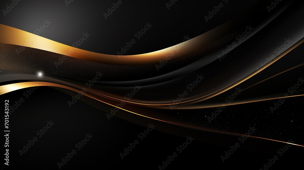 Black luxury background with golden line elements and light ray effect decoration and bokeh. Generative Ai Black luxury background with golden line elements and light ray effect decoration and bokeh. Generative Ai