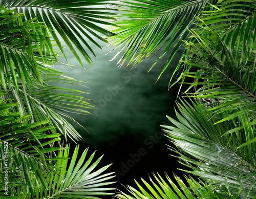 palm tree leaves. fresh green jungle palm