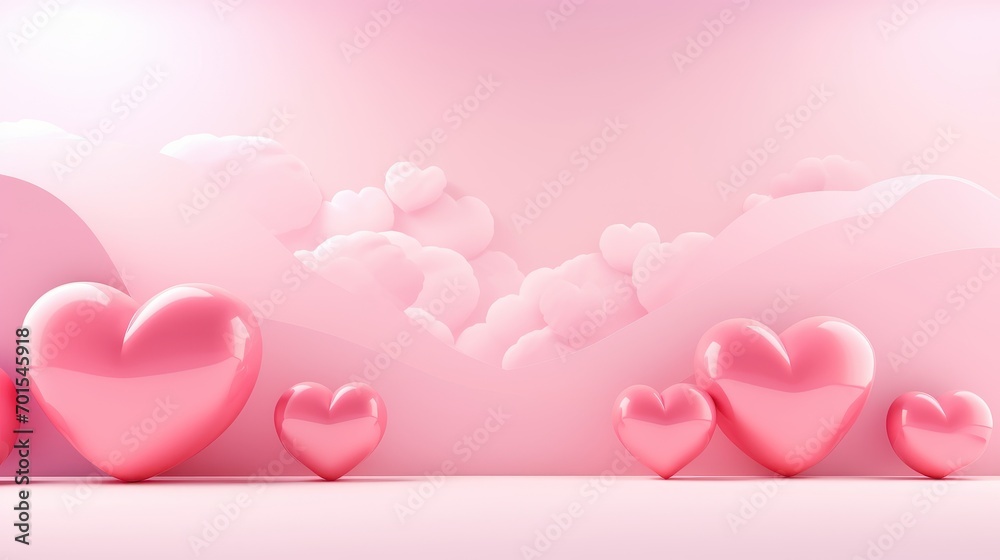 Beautiful scene with heart for products showcase. Valentines sale banner, Happy valentine's day background