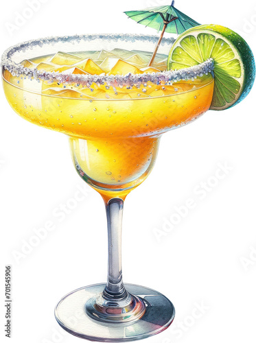 Margarita, Hyper Realistic Watercolor Style of Margarita, One of the Famous Cocktail drinks BIG PNG Clipart, High Quality Transparent Backgrounds