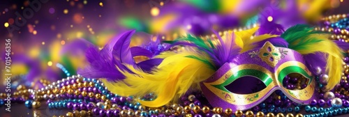 Mardi gras, venetian or carnival mask purple background. Carnival festival, Traditional decoration, Symbolic colors