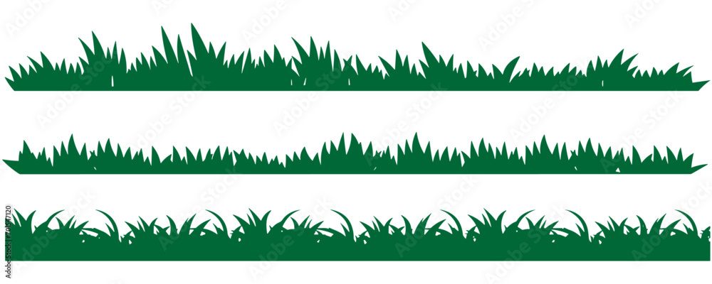 Collection of green grass silhouette assets - obrazy, fototapety, plakaty 