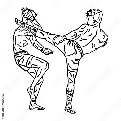 vector illustration of muay thai fighter kick boxing logo icon