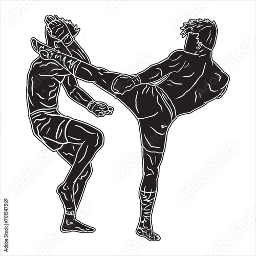 vector illustration of muay thai fighter kick boxing logo icon