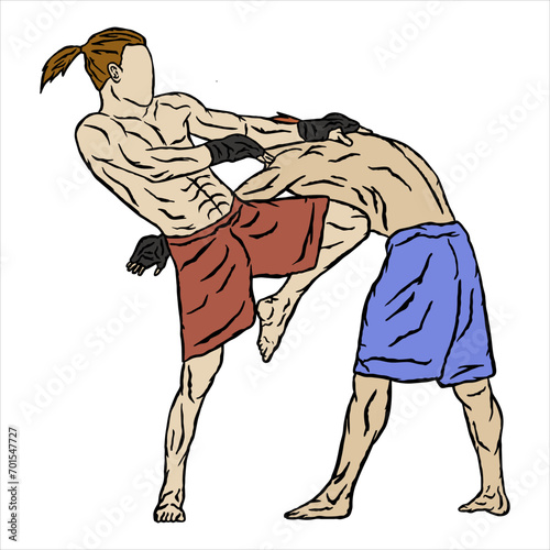 vector illustration of muay thai fighter kick boxing logo icon