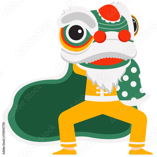 Lion Dances Character Use Yellow Costume Illustration