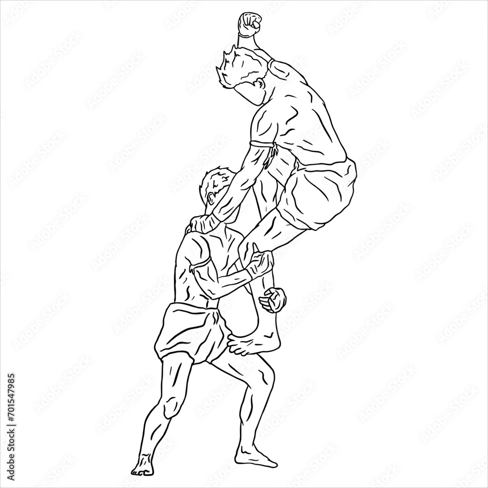 vector illustration of muay thai fighter kick boxing logo icon