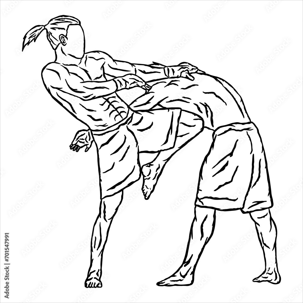 vector illustration of muay thai fighter kick boxing logo icon vector illustration of muay thai fighter kick boxing logo icon