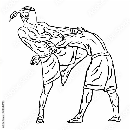 illustration of muaythai fighter kick boxing icon