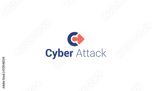 Letter C technological arrow cyber attack logo