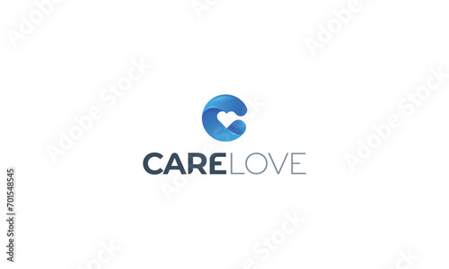 Letter C creative 3d love and health care logo