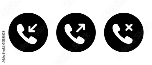 Incoming and outgoing, missed call button icon. Calling history symbol vector
