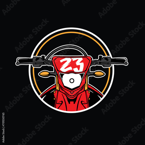 front view of red motocross vector illustration photo