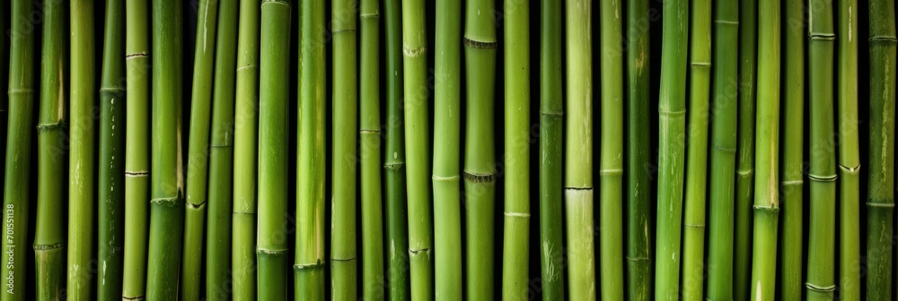Naklejka premium Green bamboo texture for interior or exterior design, bamboo fence texture background.