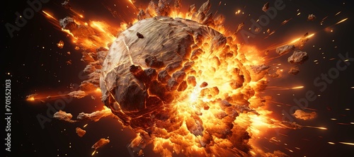 fireball rock explosion, blast, smoke 12