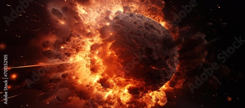 fireball rock explosion, blast, smoke 13