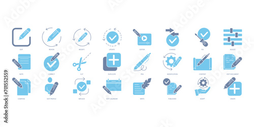 Edit tool icons set. Set of editable stroke icons.Vector set of Edit tool