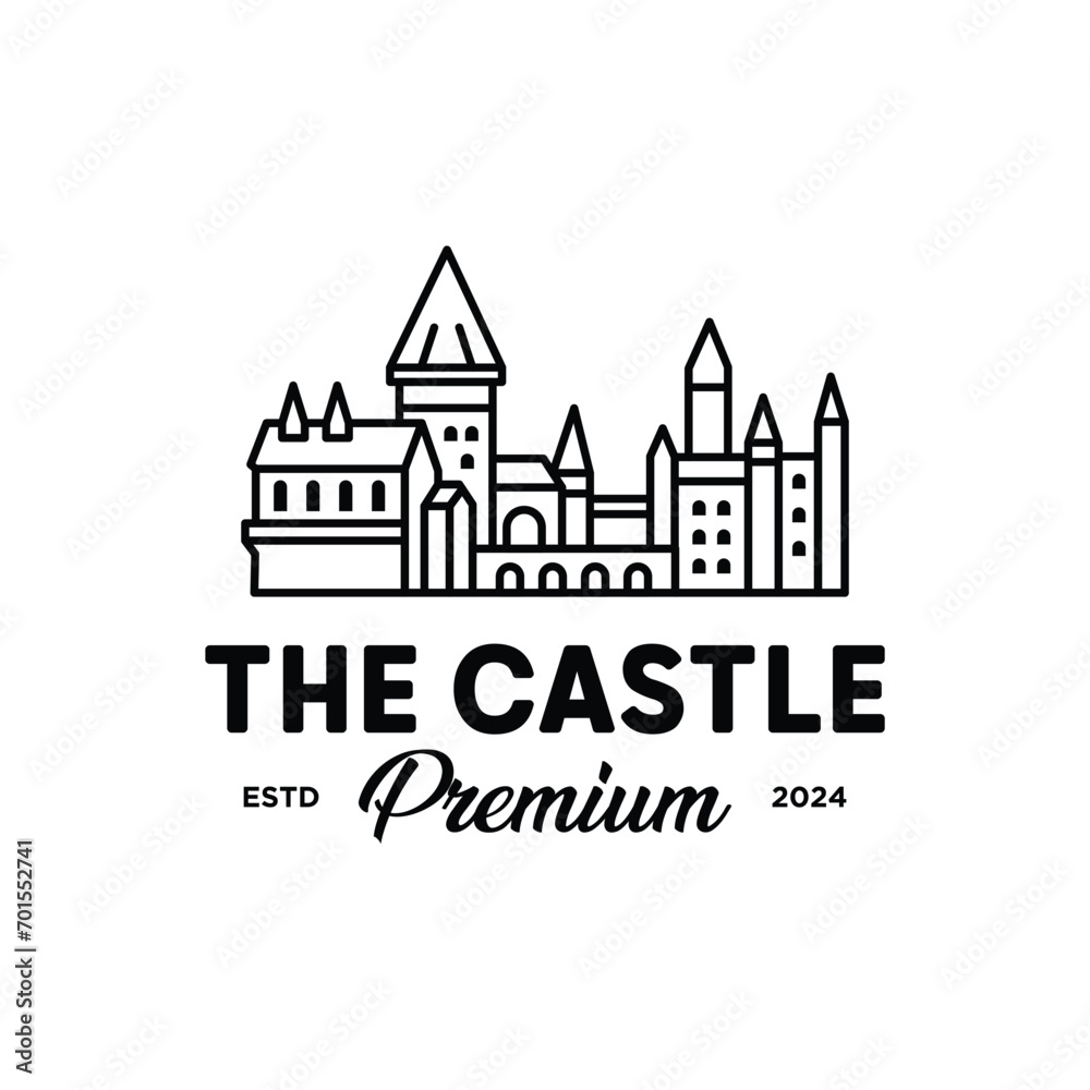 Monoline Castle Premium Logo Design