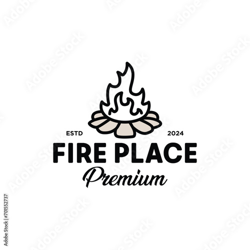Monoline Fire Place Premium Logo Design