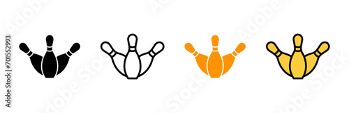 Bowling icon set vector. bowling ball and pin sign and symbol.