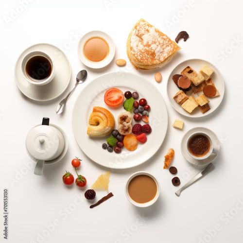 Cafe Food Top Down White Background