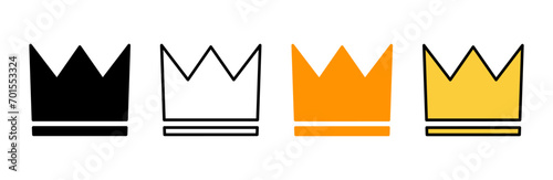 Crown icon set vector. crown sign and symbol