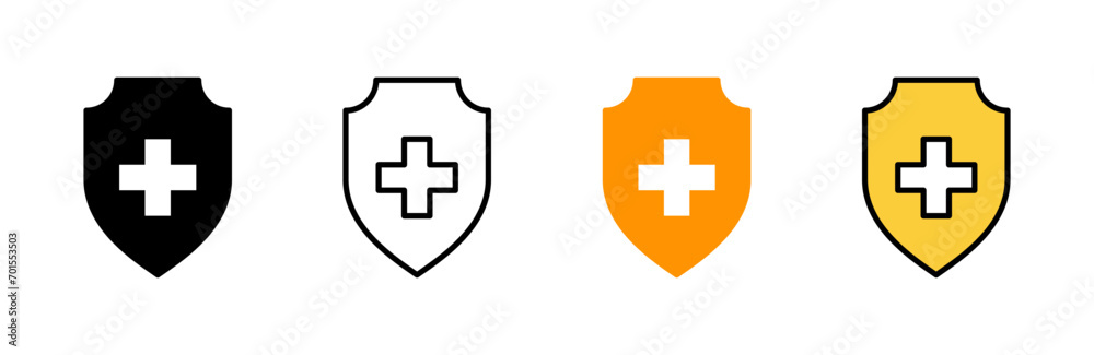 Fototapeta premium Health insurance icon set vector. Insurance document sign and symbol