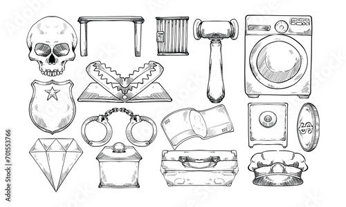 Corruption law handdrawn collection