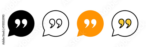 Quote icon set vector. Quotation mark sign and symbol